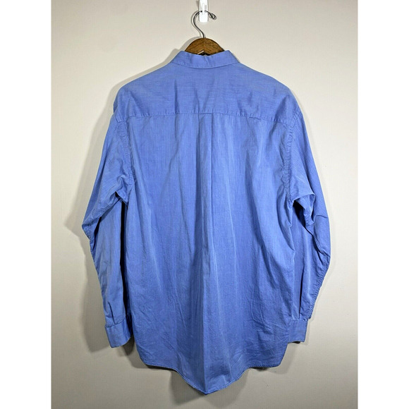 Gitman Brothers Shirt Mens LARGE Blue Long Sleeve Button‎ Up Covered Placket USA - Picture 2 of 5